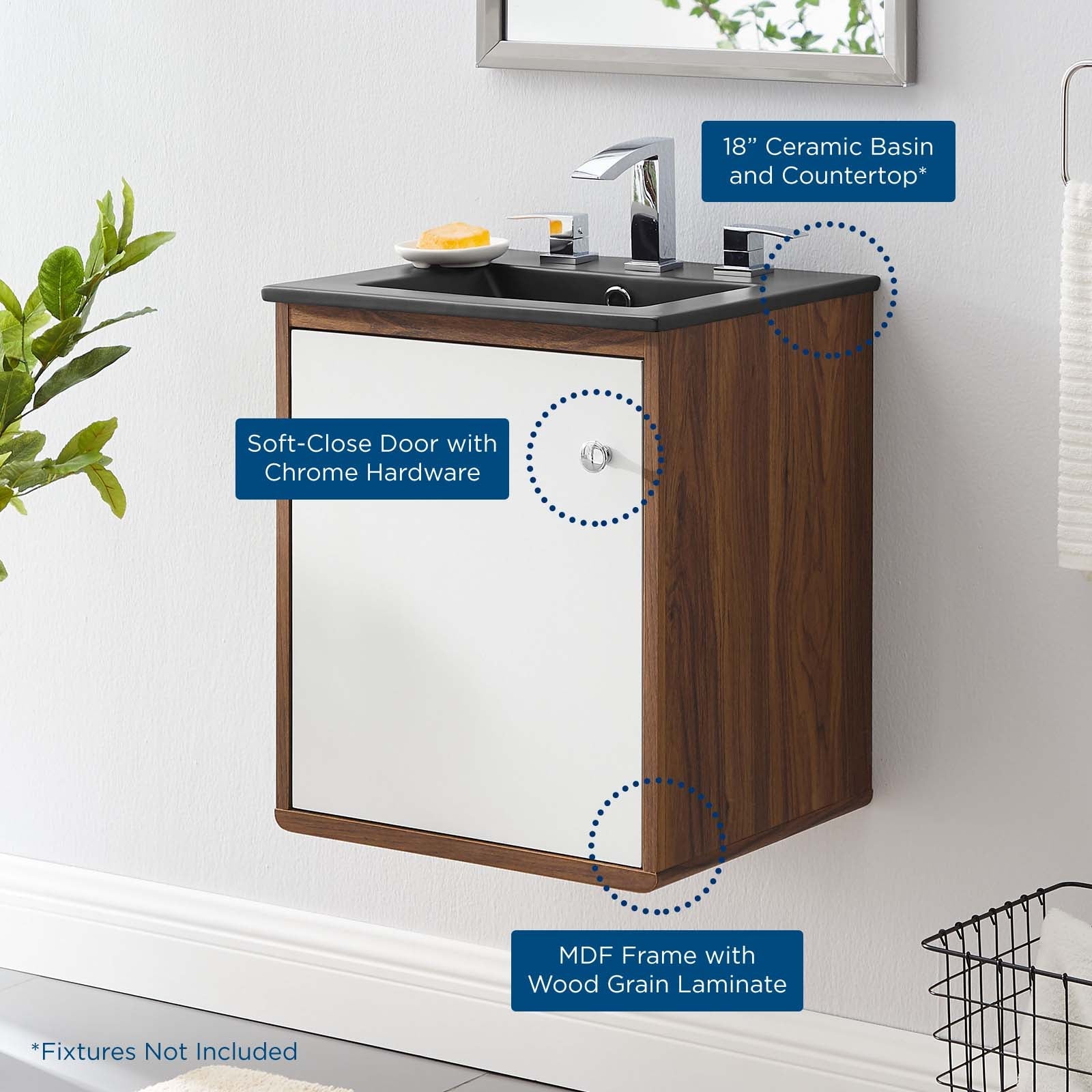 Transmit 18" Wall-Mount Bathroom Vanity by Modway