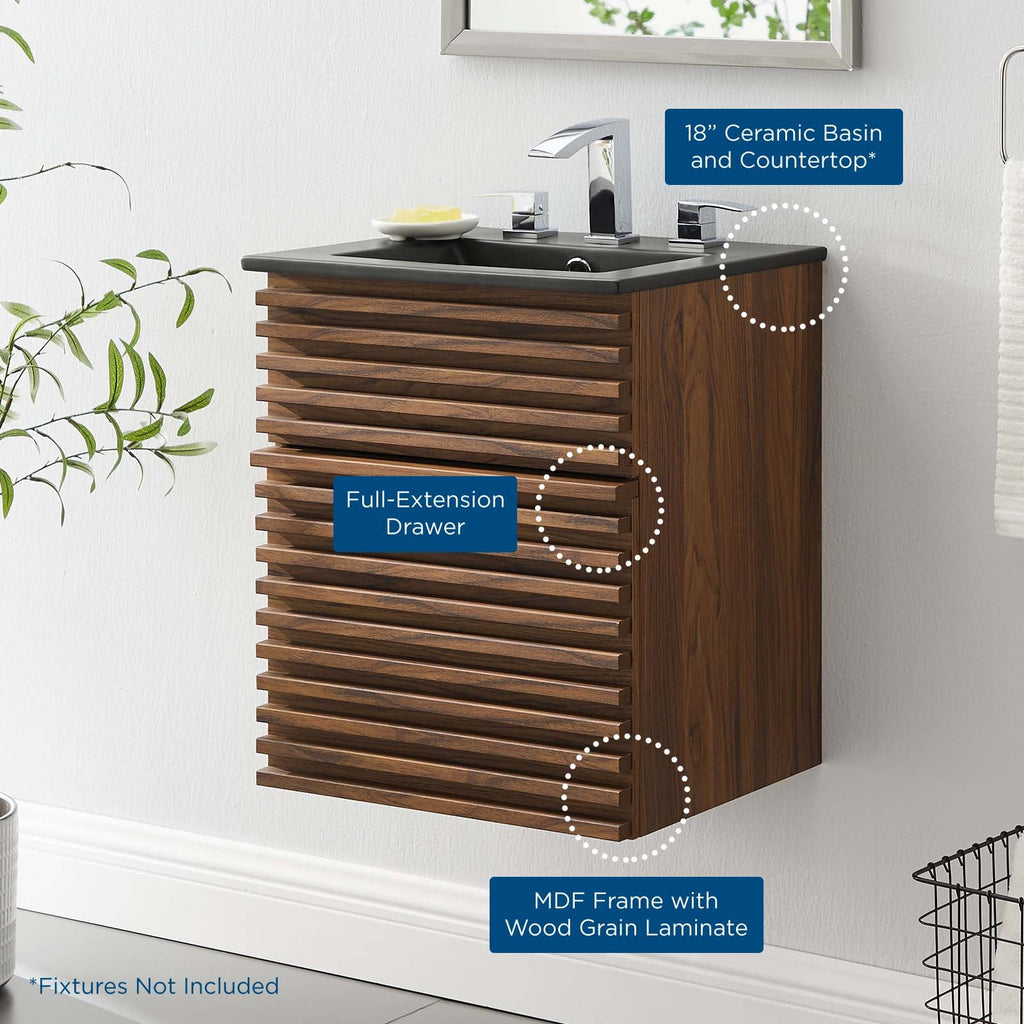 Render 18" Wall-Mount Bathroom Vanity by Modway