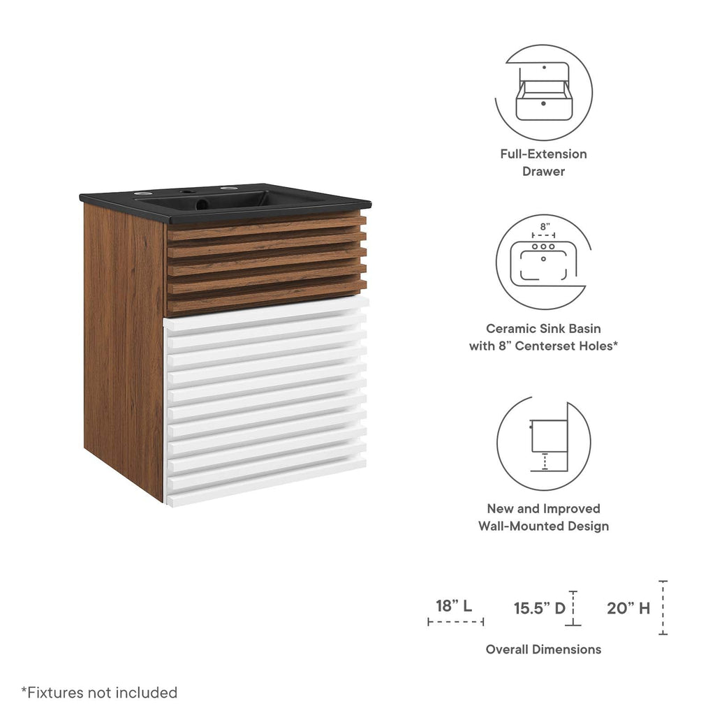 Render 18" Wall-Mount Bathroom Vanity by Modway