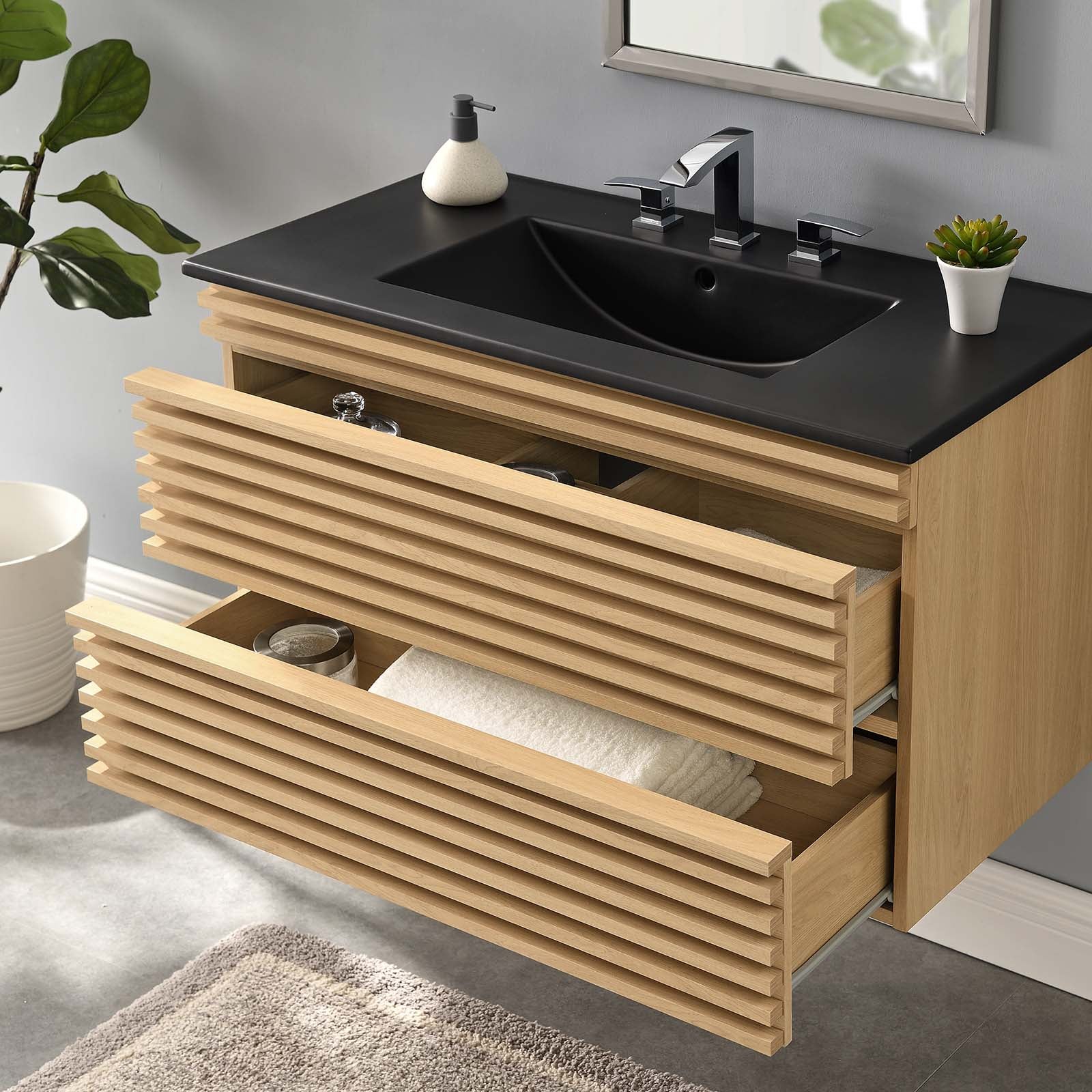 Render 36" Wall-Mount Bathroom Vanity by Modway