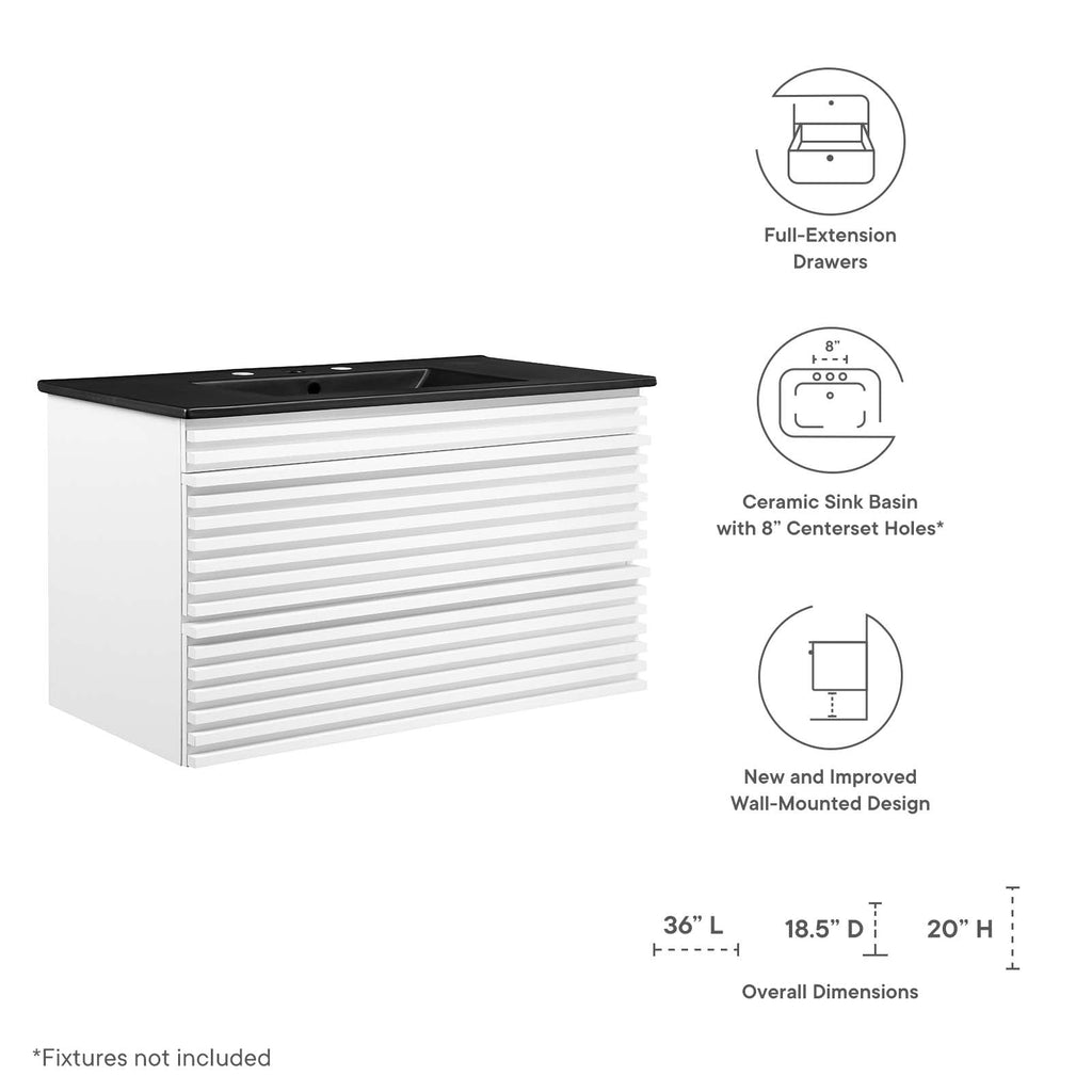 Render 36" Wall-Mount Bathroom Vanity by Modway