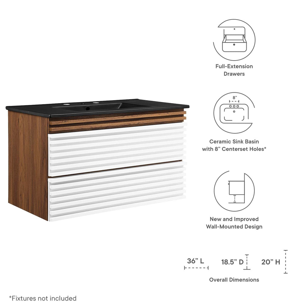 Render 36" Wall-Mount Bathroom Vanity by Modway