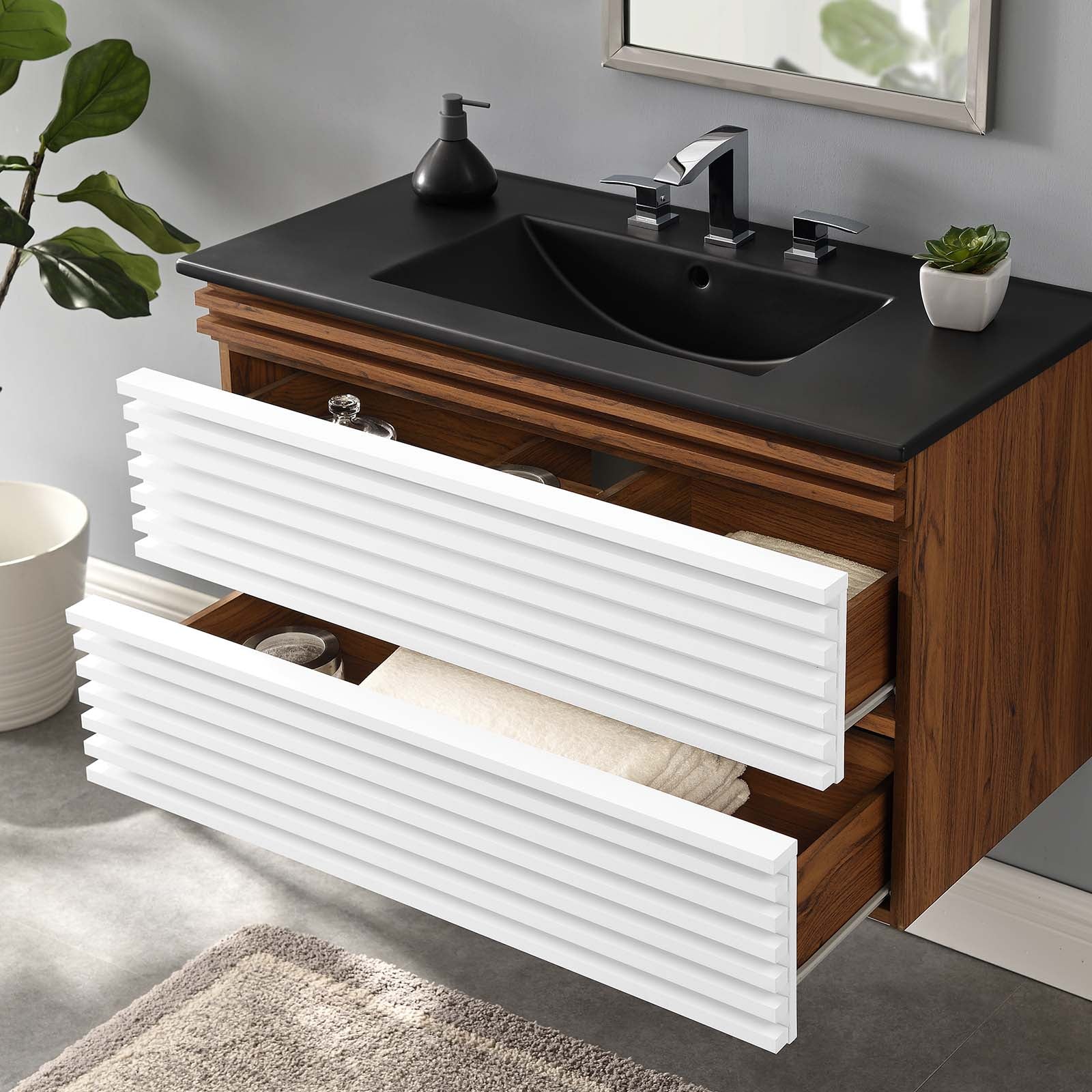 Render 36" Wall-Mount Bathroom Vanity by Modway