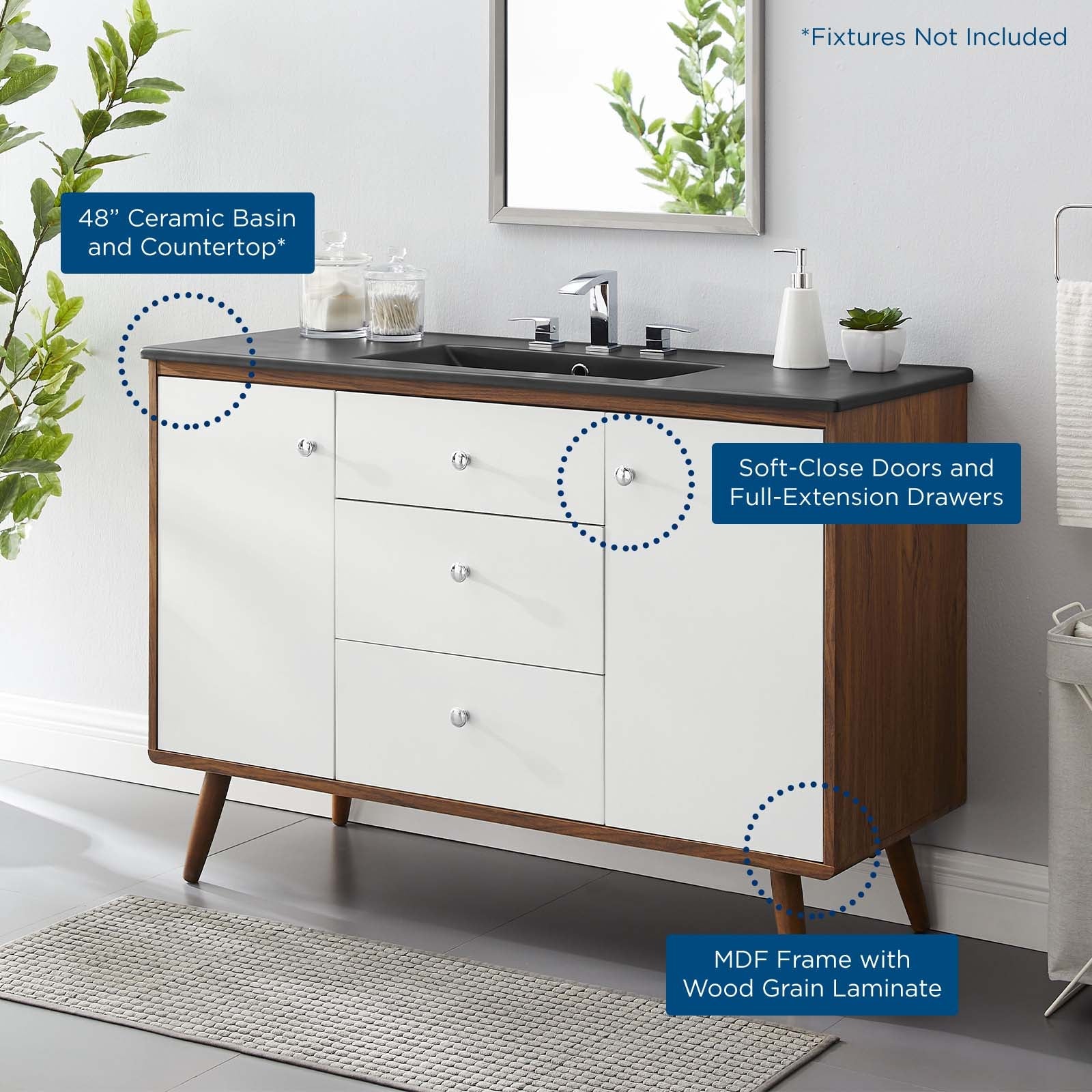 Transmit 48" Single Sink Bathroom Vanity by Modway