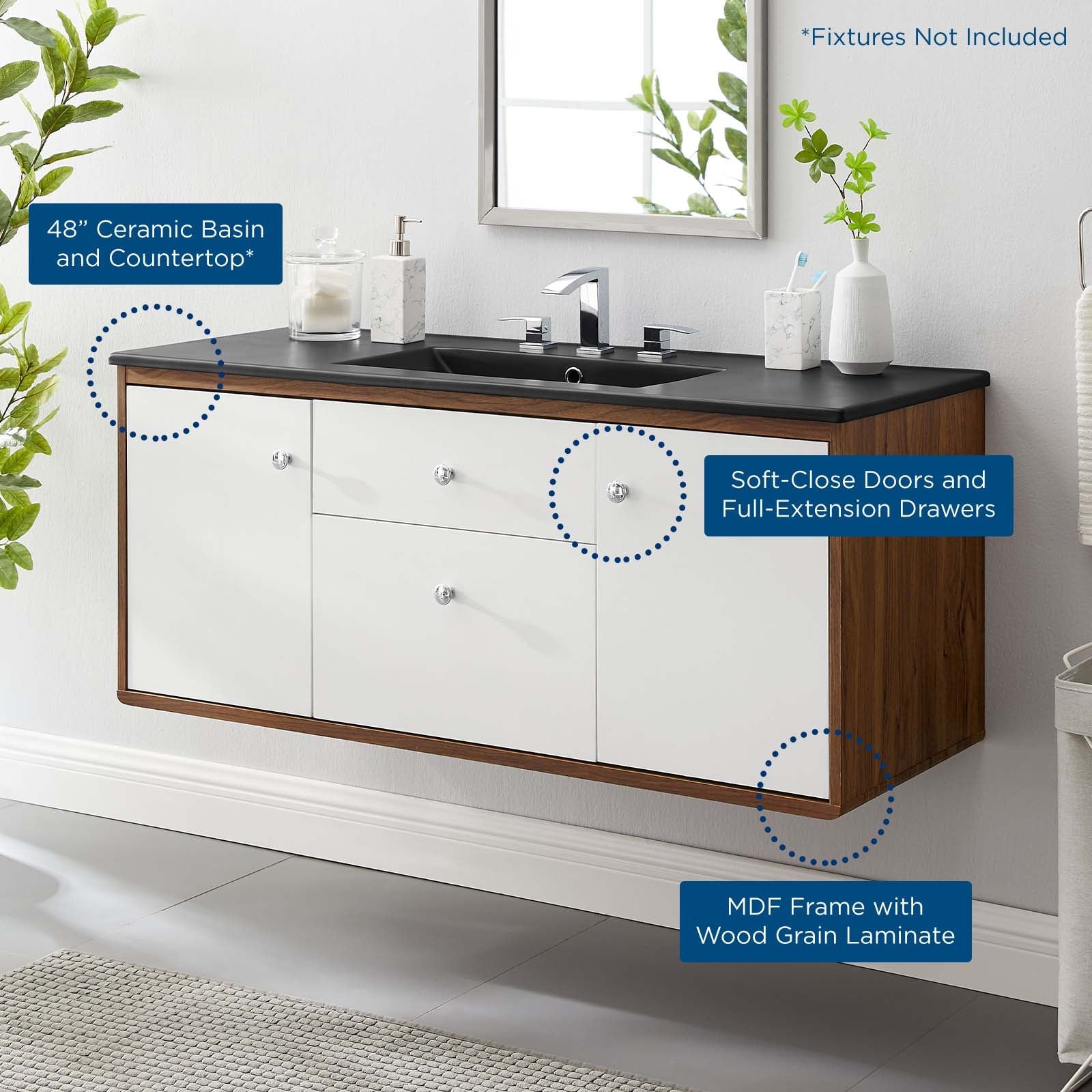 Transmit 48" Wall-Mount Bathroom Vanity by Modway