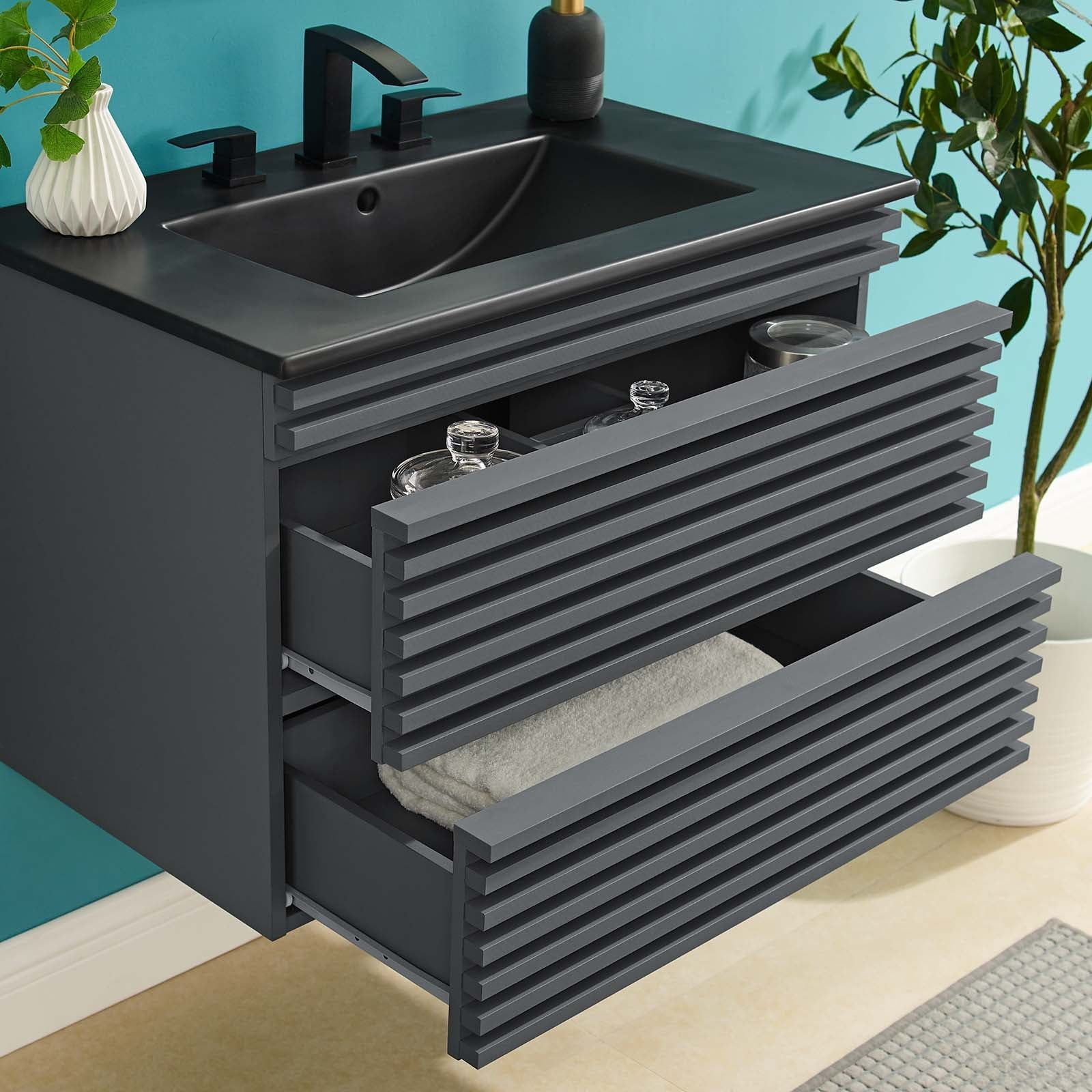 Render 30" Wall-Mount Bathroom Vanity by Modway