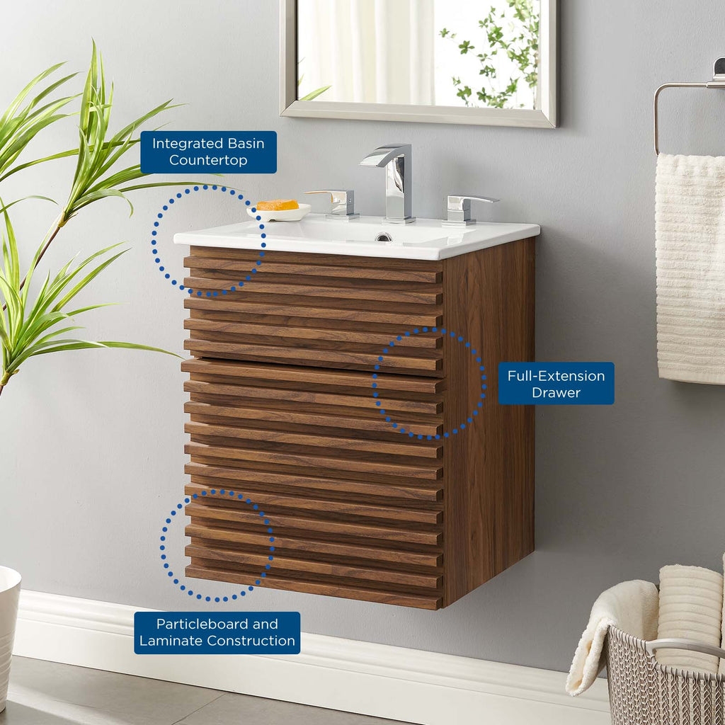 Render 18" Wall-Mount Bathroom Vanity by Modway