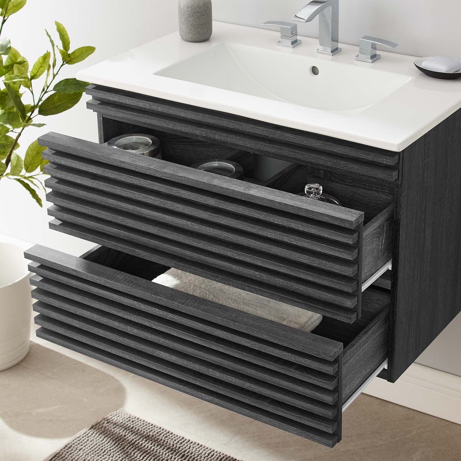Render 30" Wall-Mount Bathroom Vanity by Modway