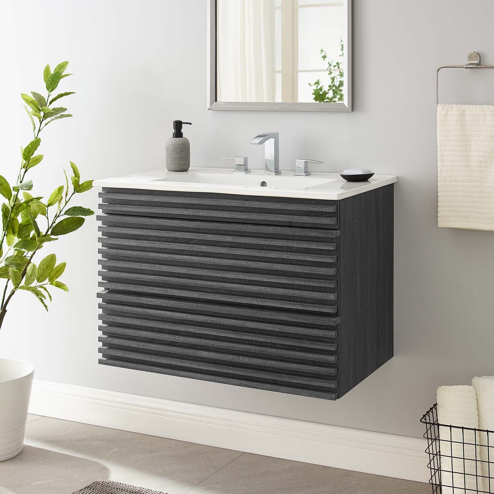 Render 30" Wall-Mount Bathroom Vanity by Modway
