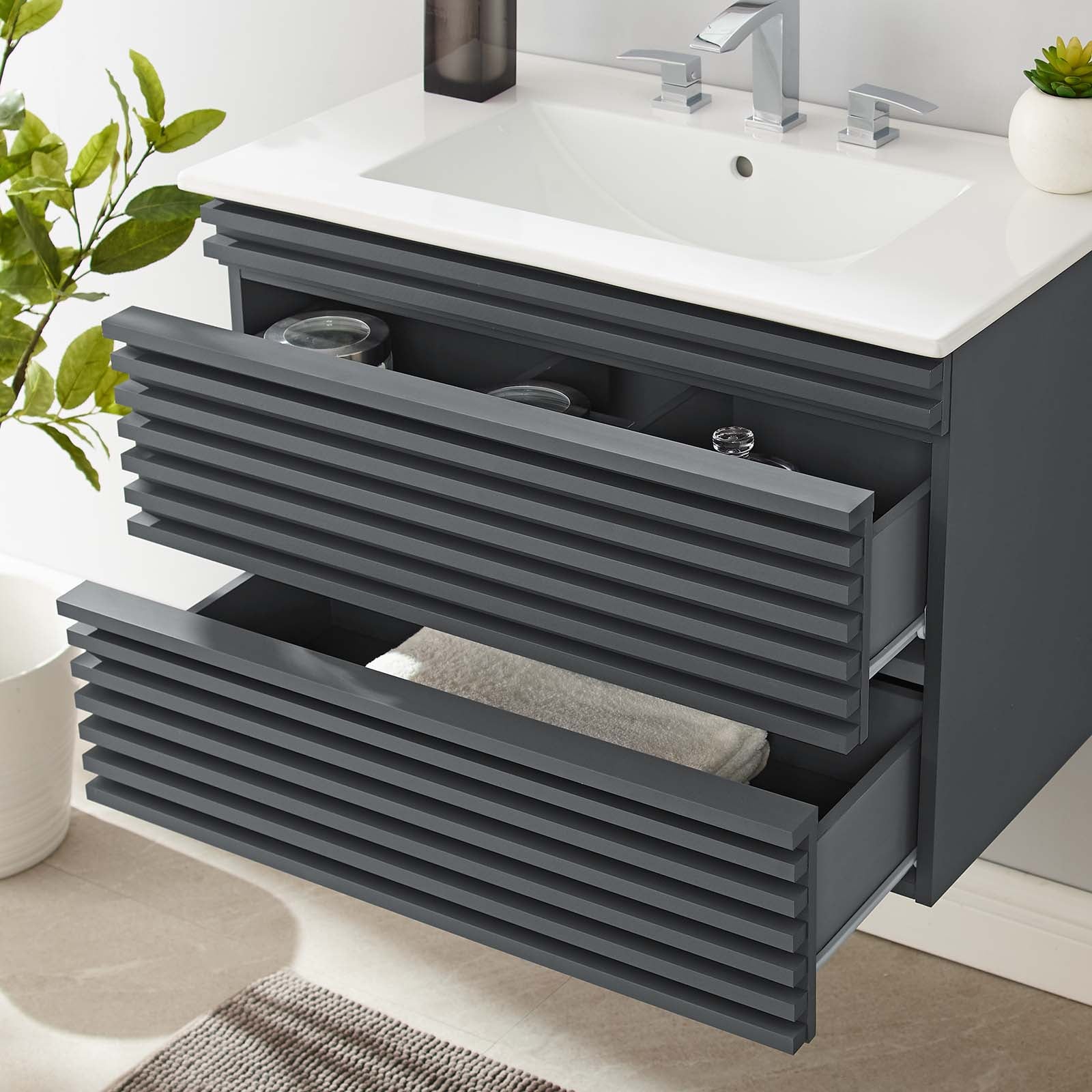 Render 30" Wall-Mount Bathroom Vanity by Modway