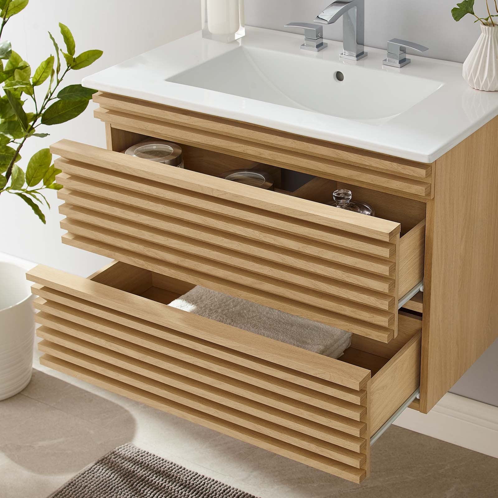 Render 30" Wall-Mount Bathroom Vanity by Modway