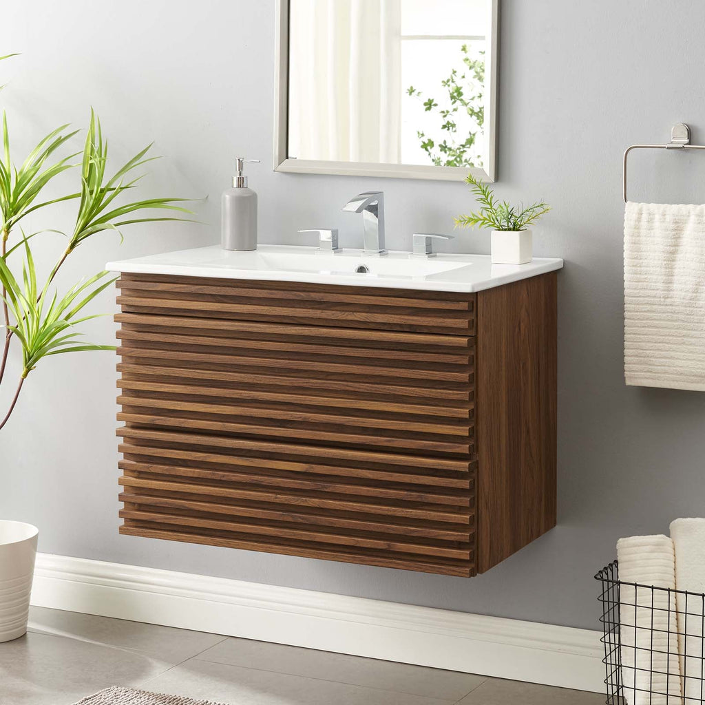 Render 30" Wall-Mount Bathroom Vanity by Modway