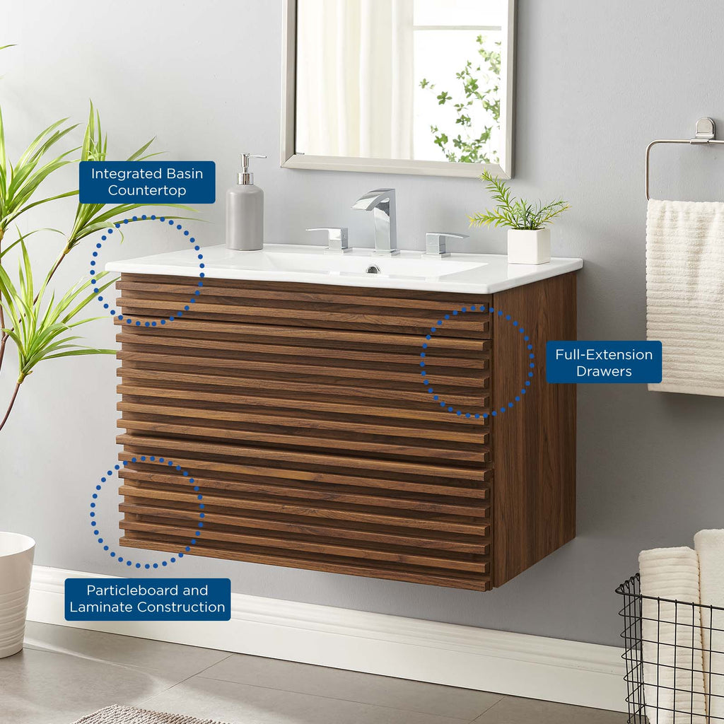 Render 30" Wall-Mount Bathroom Vanity by Modway