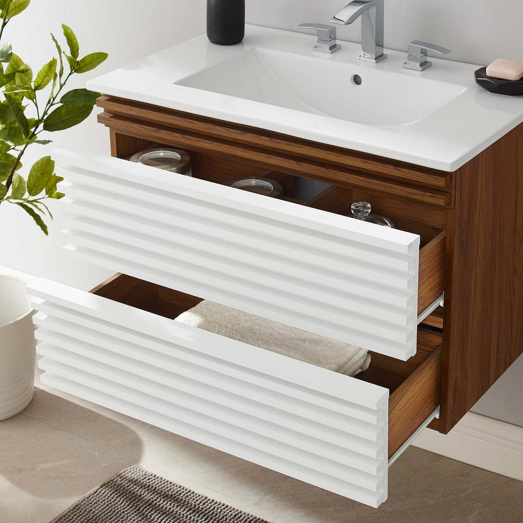 Render 30" Wall-Mount Bathroom Vanity by Modway