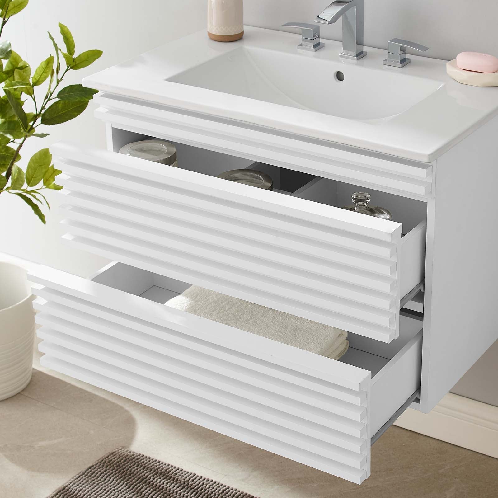 Render 30" Wall-Mount Bathroom Vanity by Modway