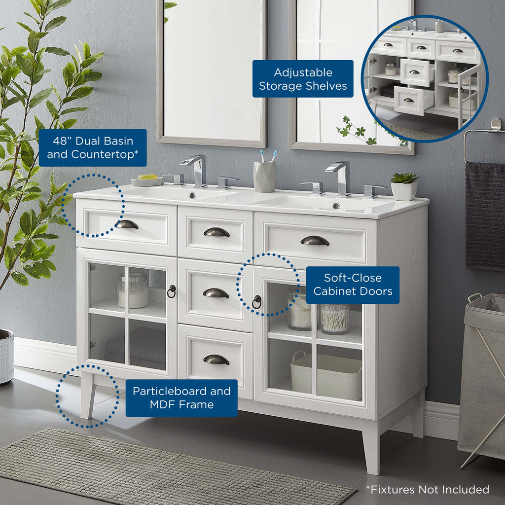 Isle 48" Double Bathroom Vanity Cabinet by Modway