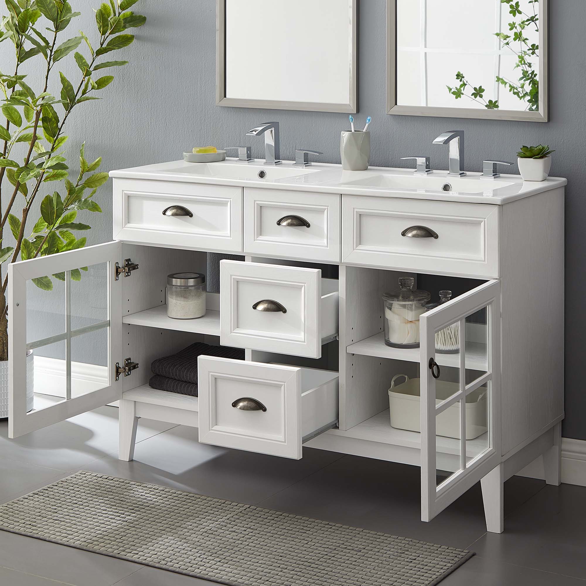 Isle 48" Double Bathroom Vanity Cabinet by Modway