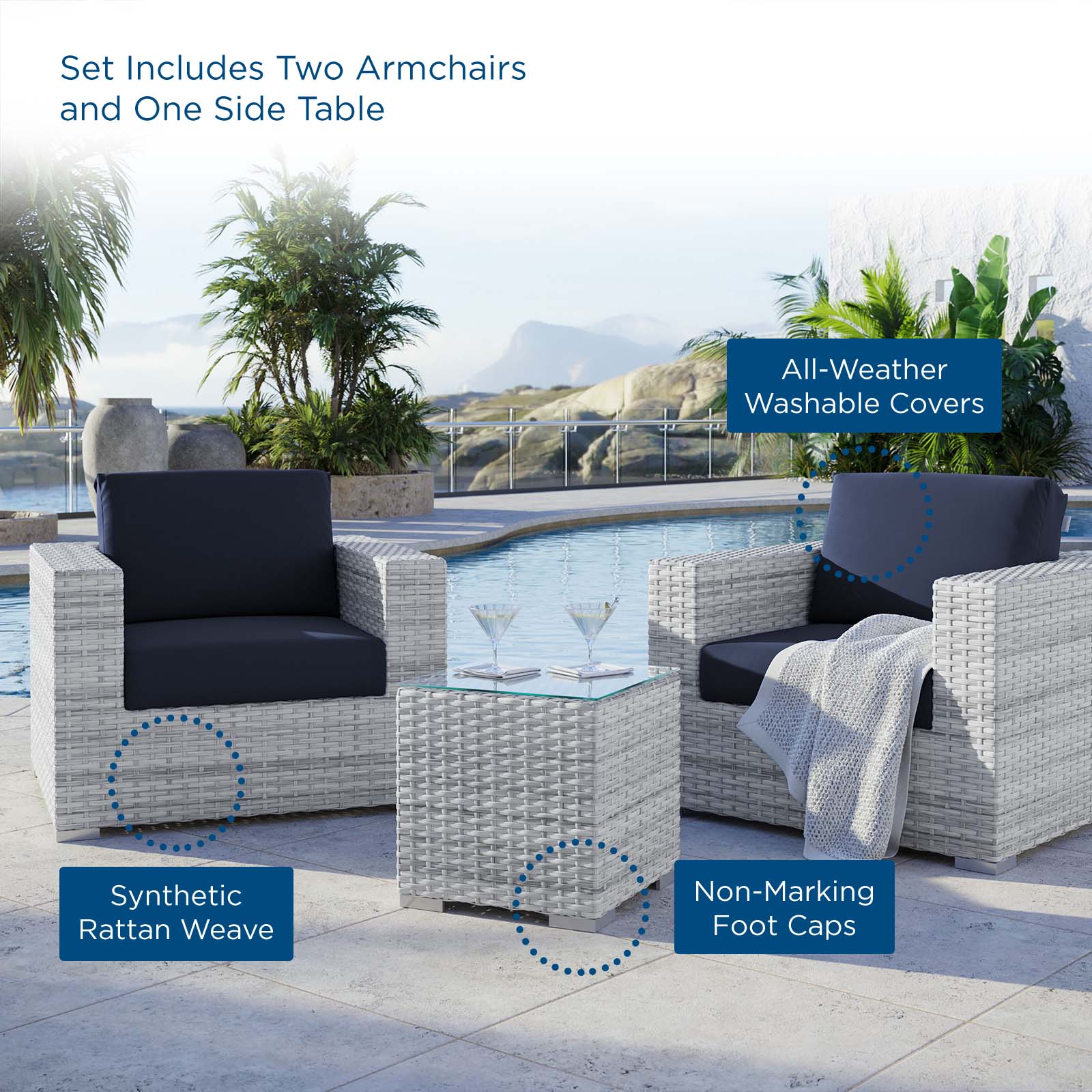 Convene 3-Piece Outdoor Patio Set by Modway
