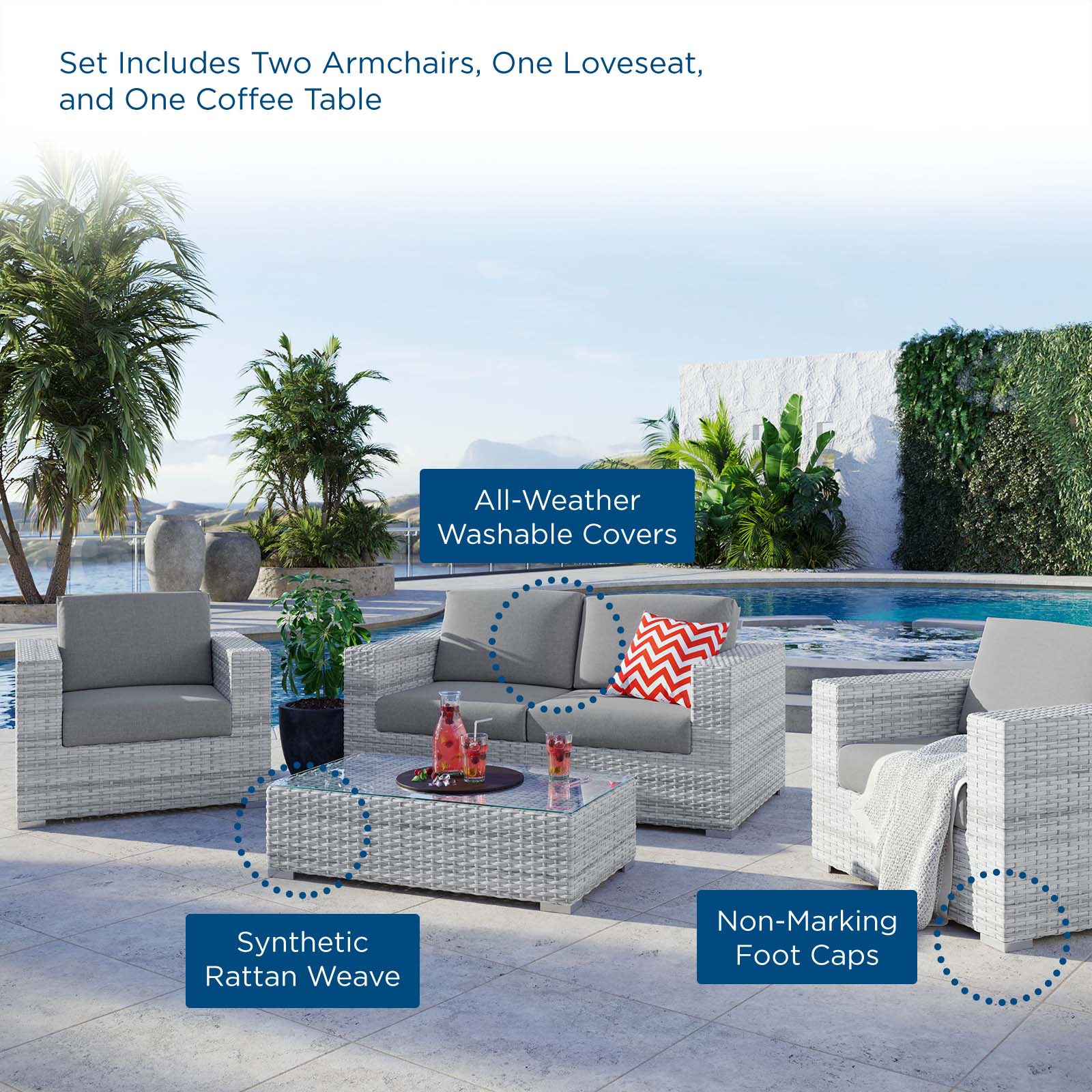 Convene 4-Piece Outdoor Patio Set by Modway