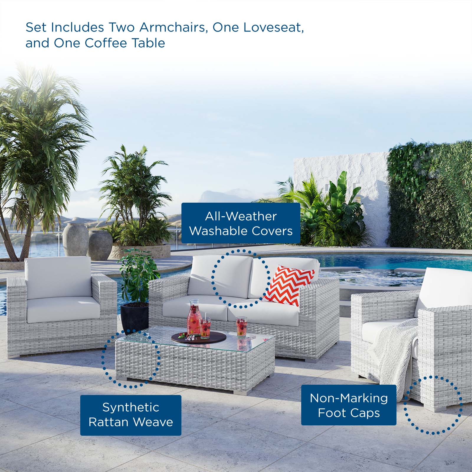 Convene 4-Piece Outdoor Patio Set by Modway