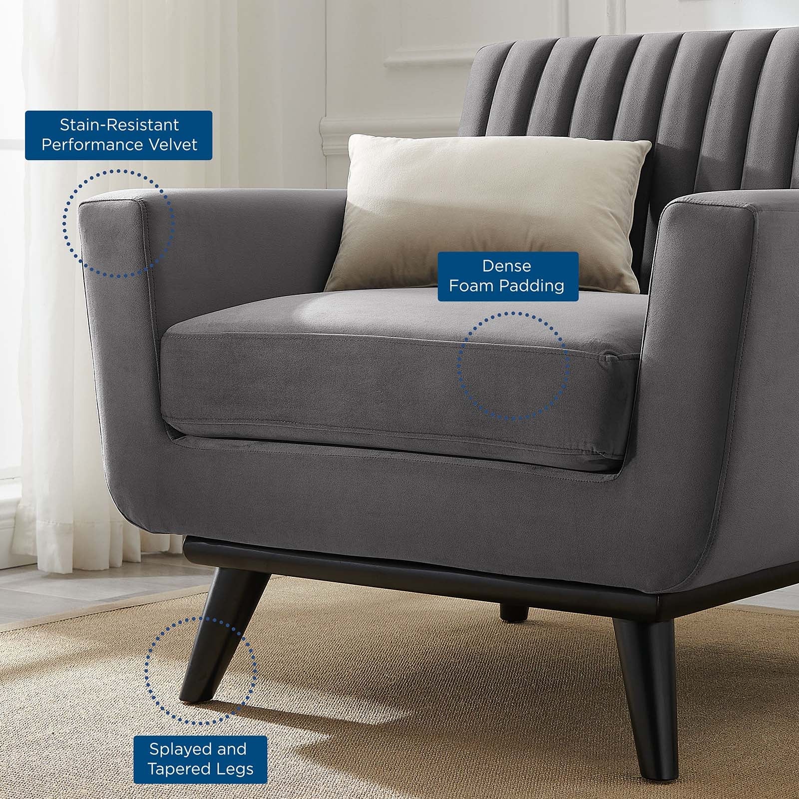 Engage Channel Tufted Performance Velvet Armchair by Modway