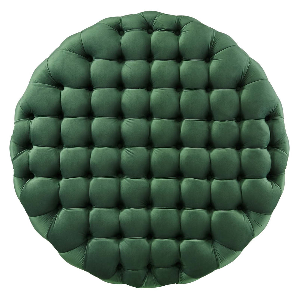 Amour Tufted Button Large Round Performance Velvet Ottoman by Modway