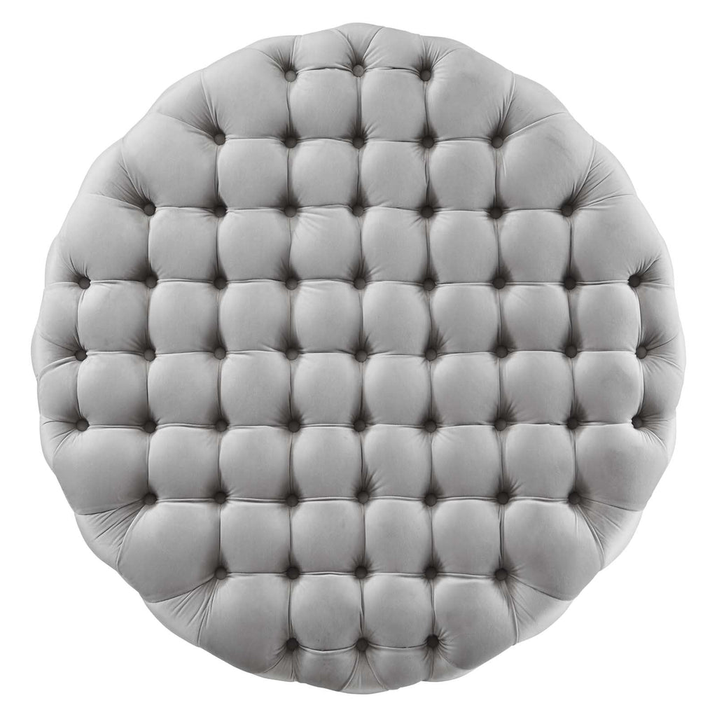 Amour Tufted Button Large Round Performance Velvet Ottoman by Modway