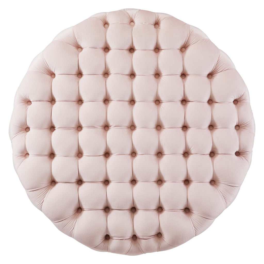 Amour Tufted Button Large Round Performance Velvet Ottoman by Modway