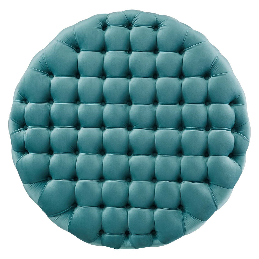 Amour Tufted Button Large Round Performance Velvet Ottoman by Modway