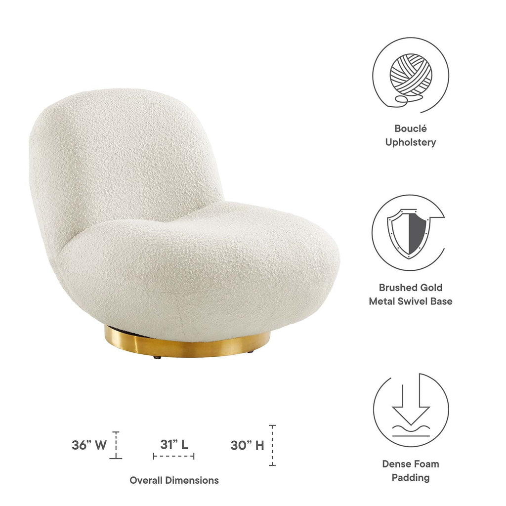 Kindred Boucle Upholstered Upholstered Fabric Swivel Chair by Modway