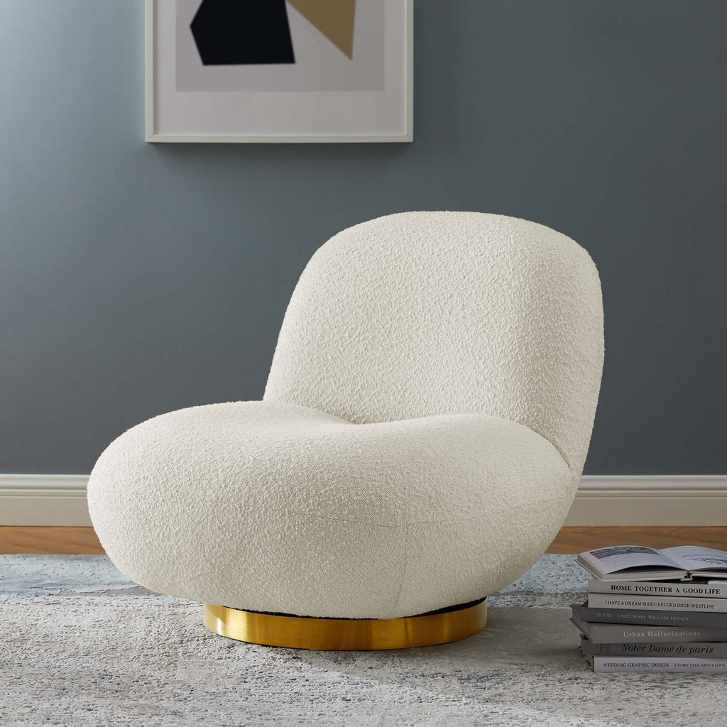 Kindred Boucle Upholstered Upholstered Fabric Swivel Chair by Modway