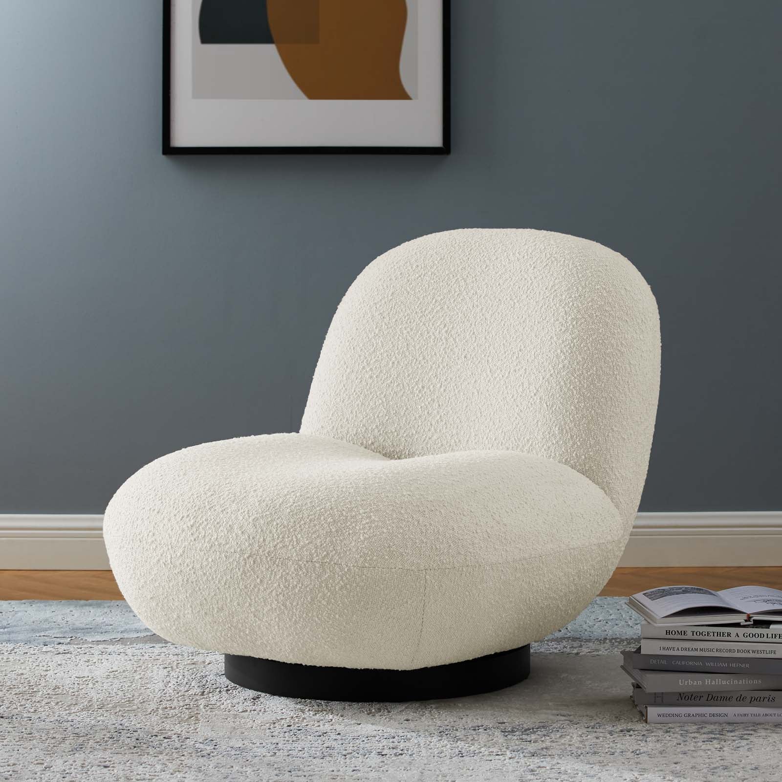 Kindred Boucle Upholstered Upholstered Fabric Swivel Chair by Modway