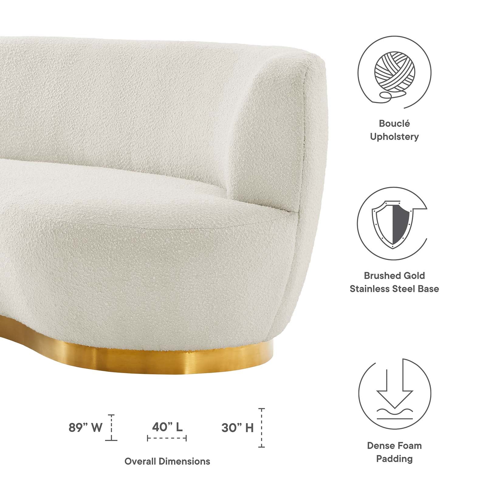 Kindred Boucle Upholstered Upholstered Fabric Sofa by Modway