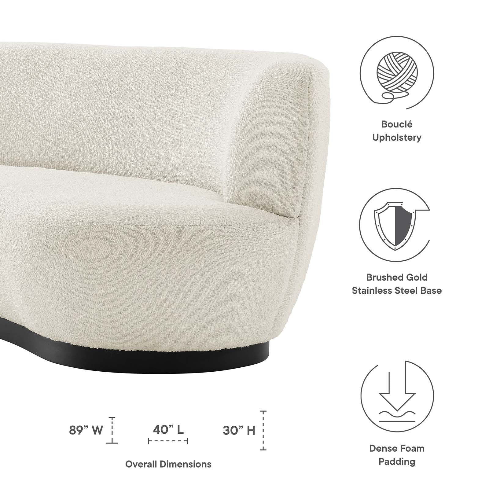 Kindred Boucle Upholstered Upholstered Fabric Sofa by Modway
