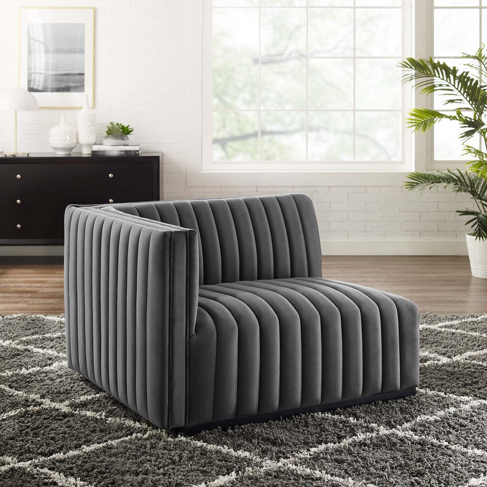 Conjure Channel Tufted Performance Velvet Left-Arm Chair by Modway