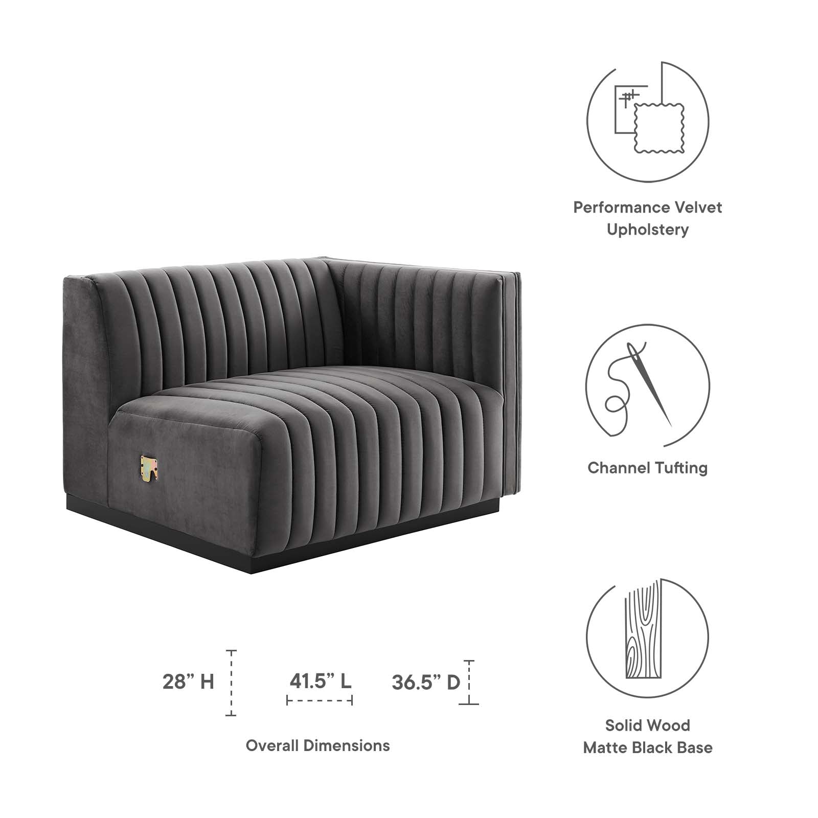 Conjure Channel Tufted Performance Velvet Right-Arm Chair by Modway