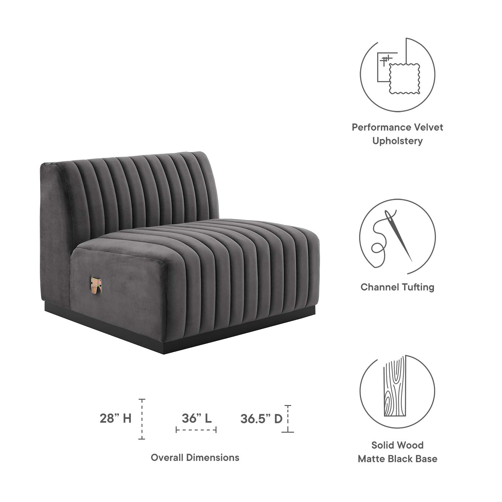 Conjure Channel Tufted Performance Velvet Armless Chair by Modway