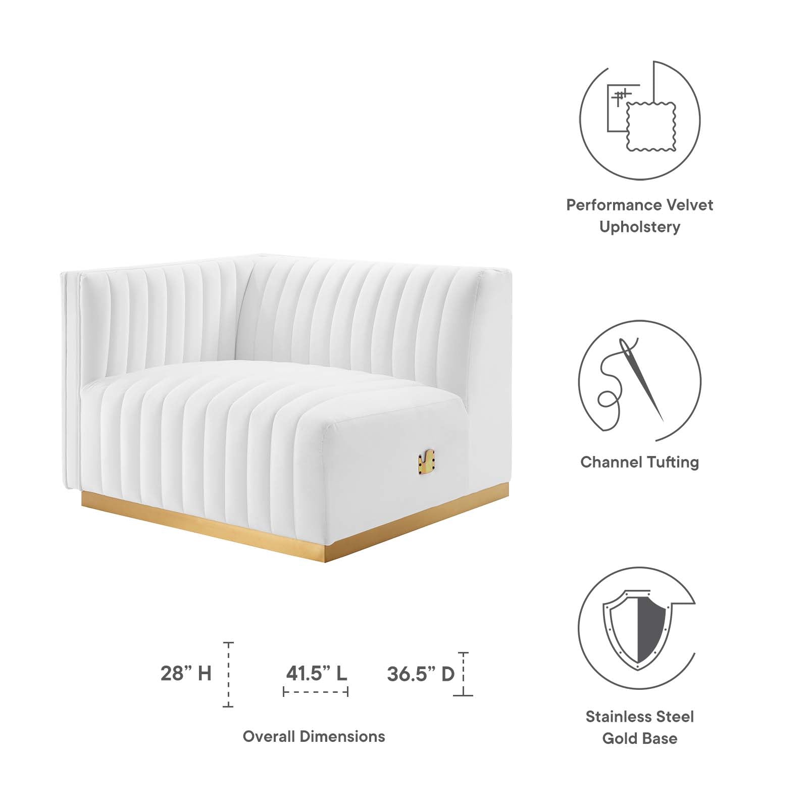 Conjure Channel Tufted Performance Velvet Left-Arm Chair by Modway