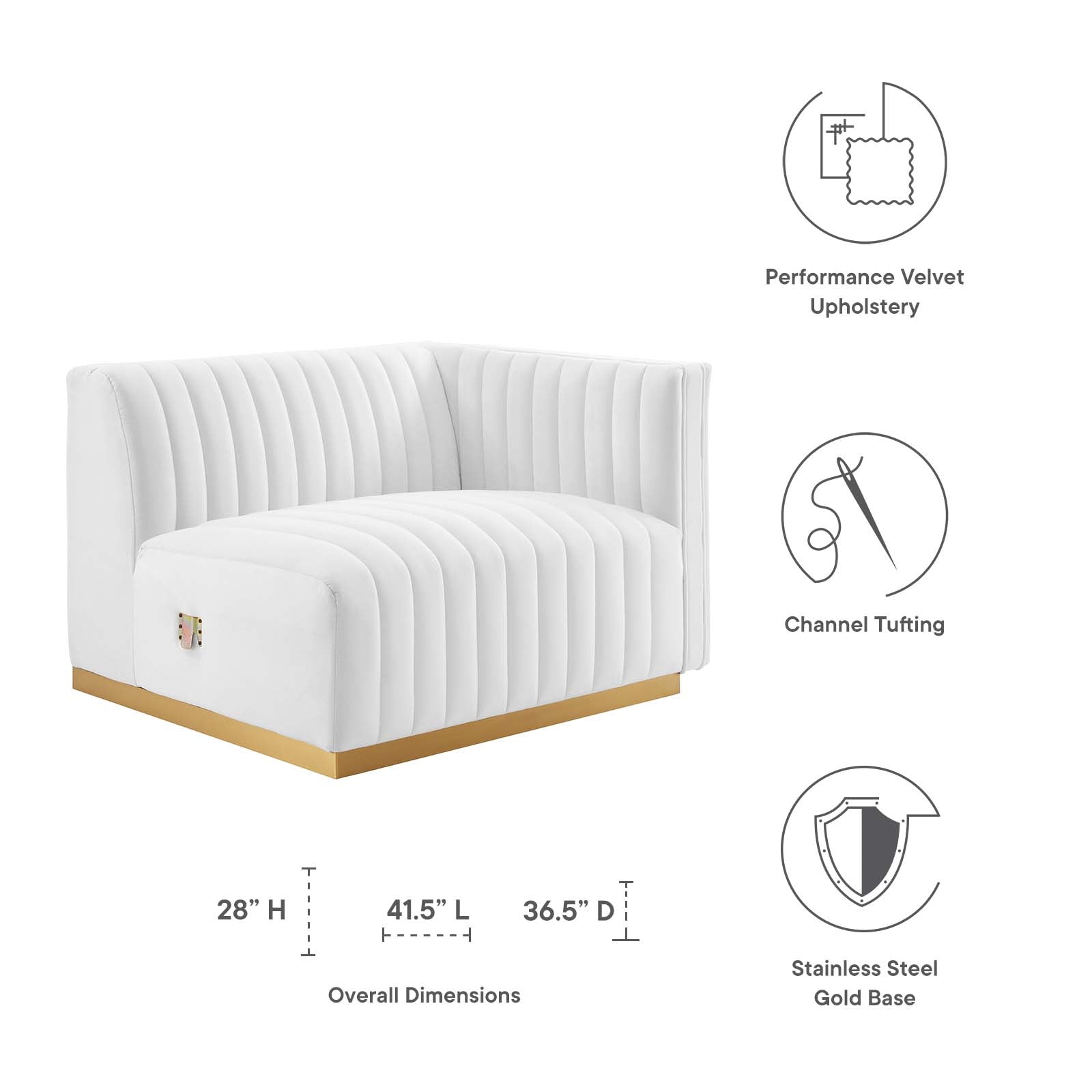 Conjure Channel Tufted Performance Velvet Right-Arm Chair by Modway