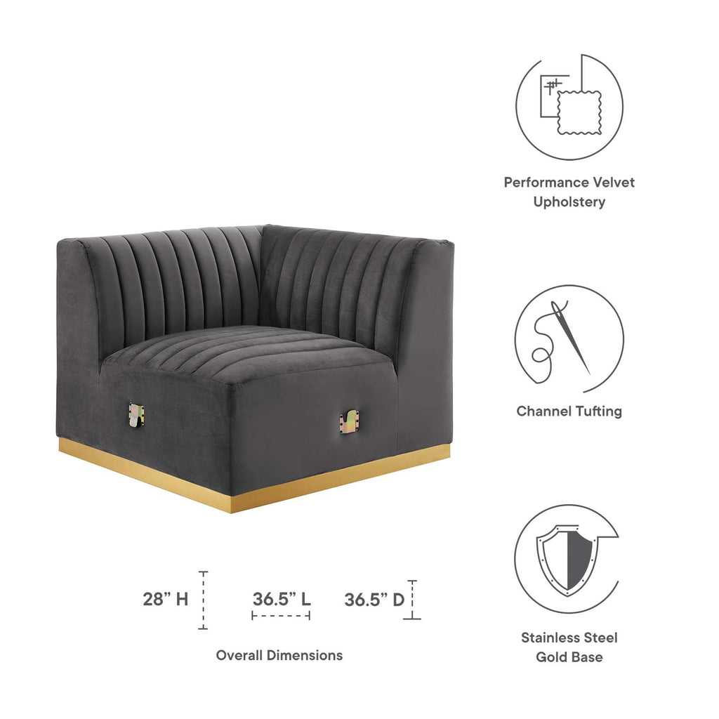Conjure Channel Tufted Performance Velvet Left Corner Chair by Modway