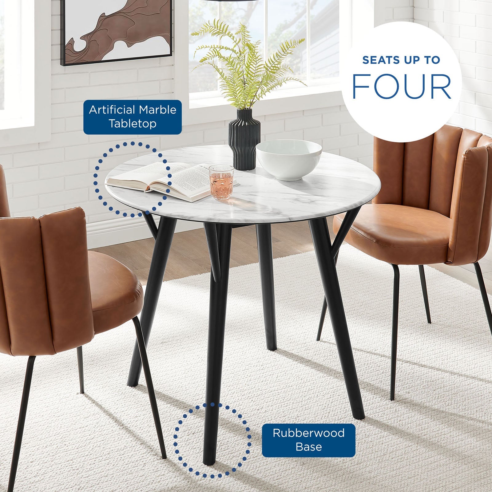 Gallant 36" Round Performance Artificial Marble Dining Table by Modway