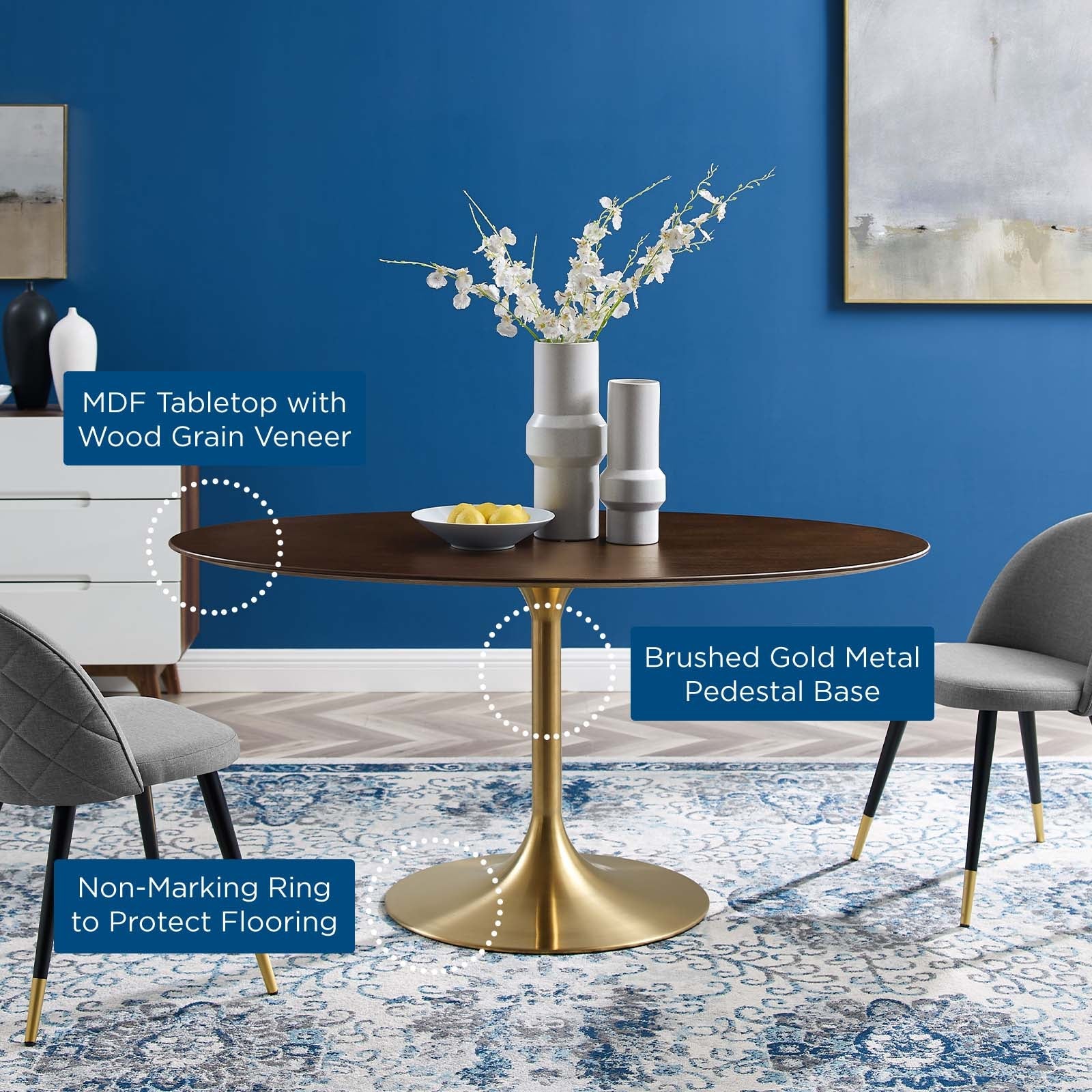 Lippa 60" Oval Wood Dining Table by Modway
