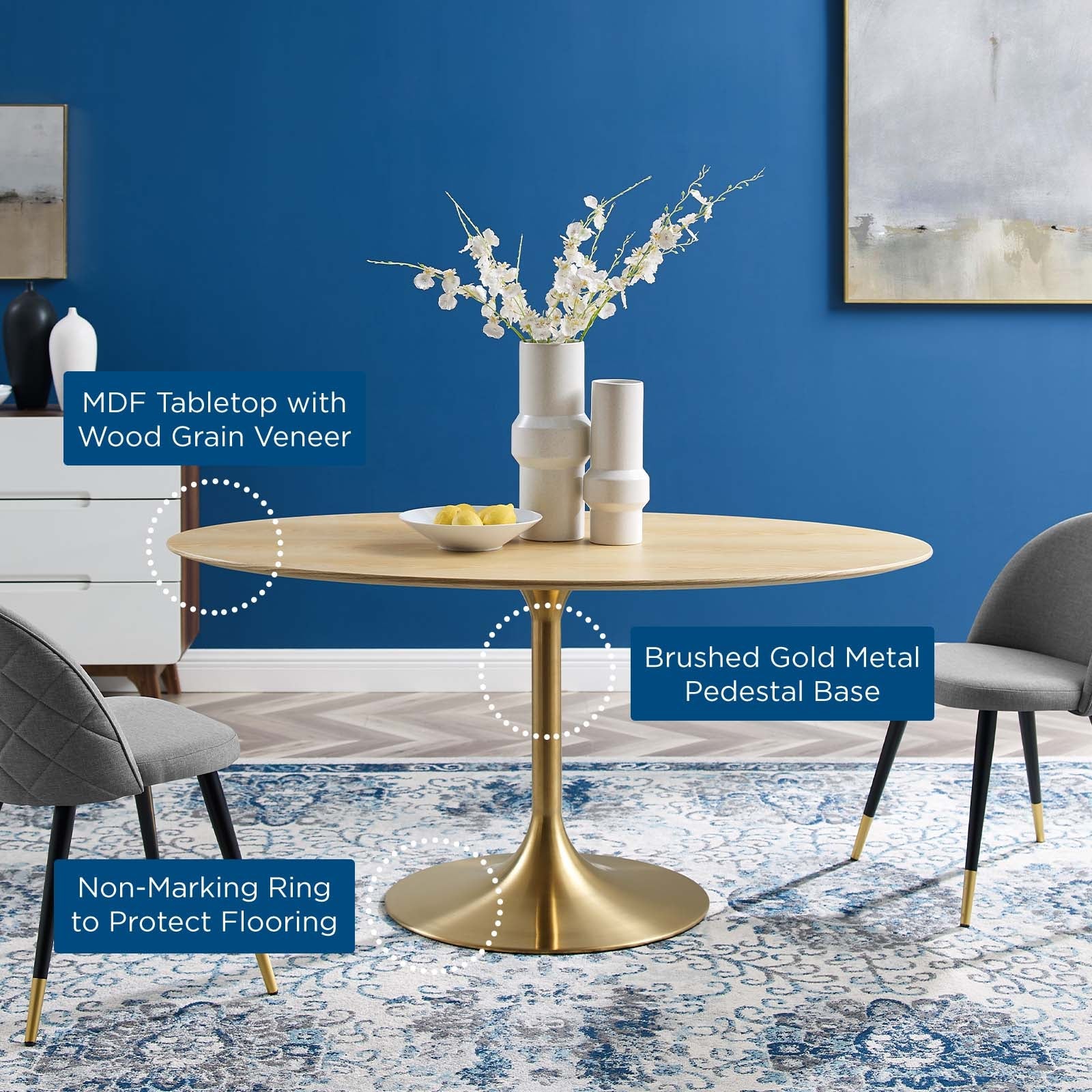 Lippa 60" Oval Wood Dining Table by Modway