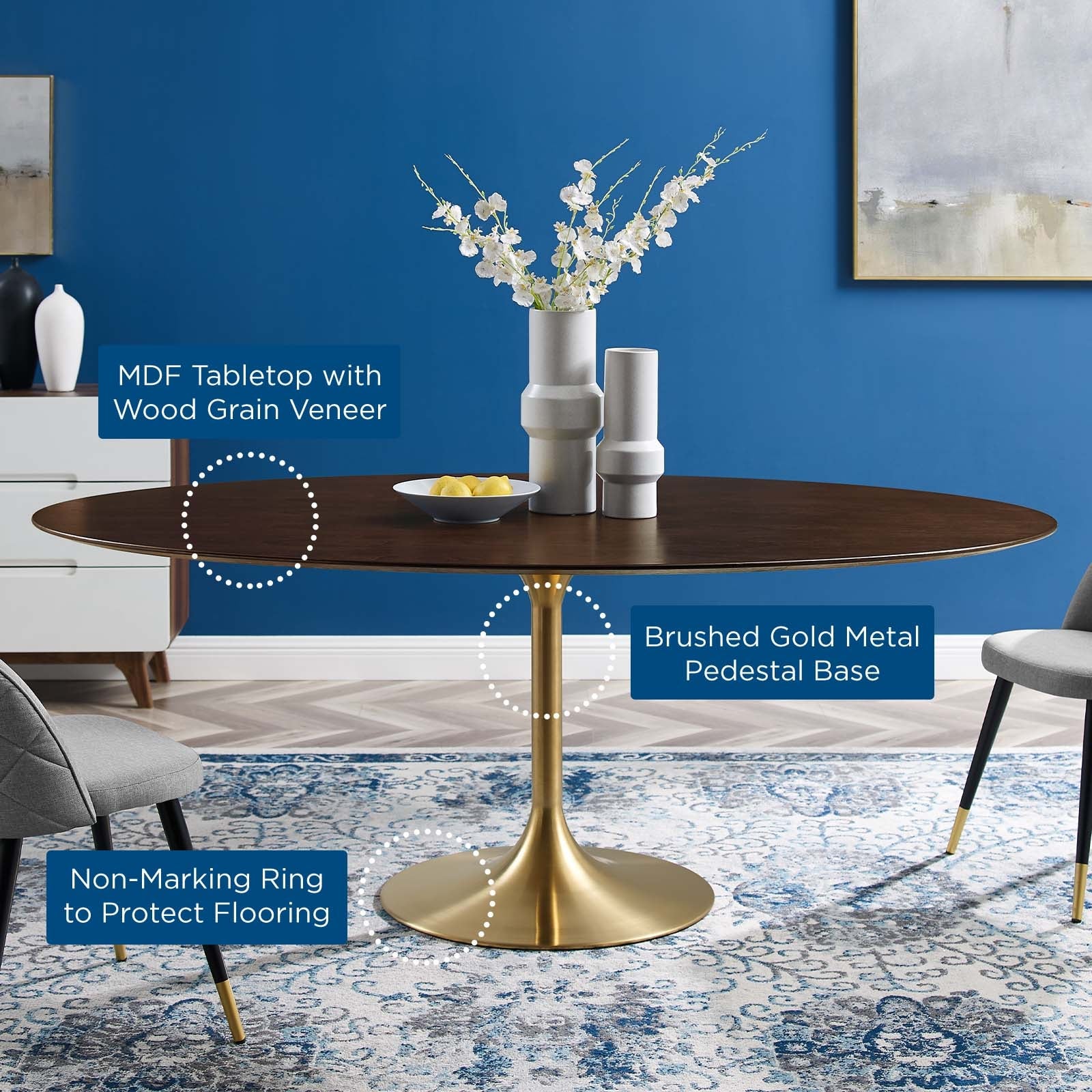Lippa 78" Oval Wood Dining Table by Modway