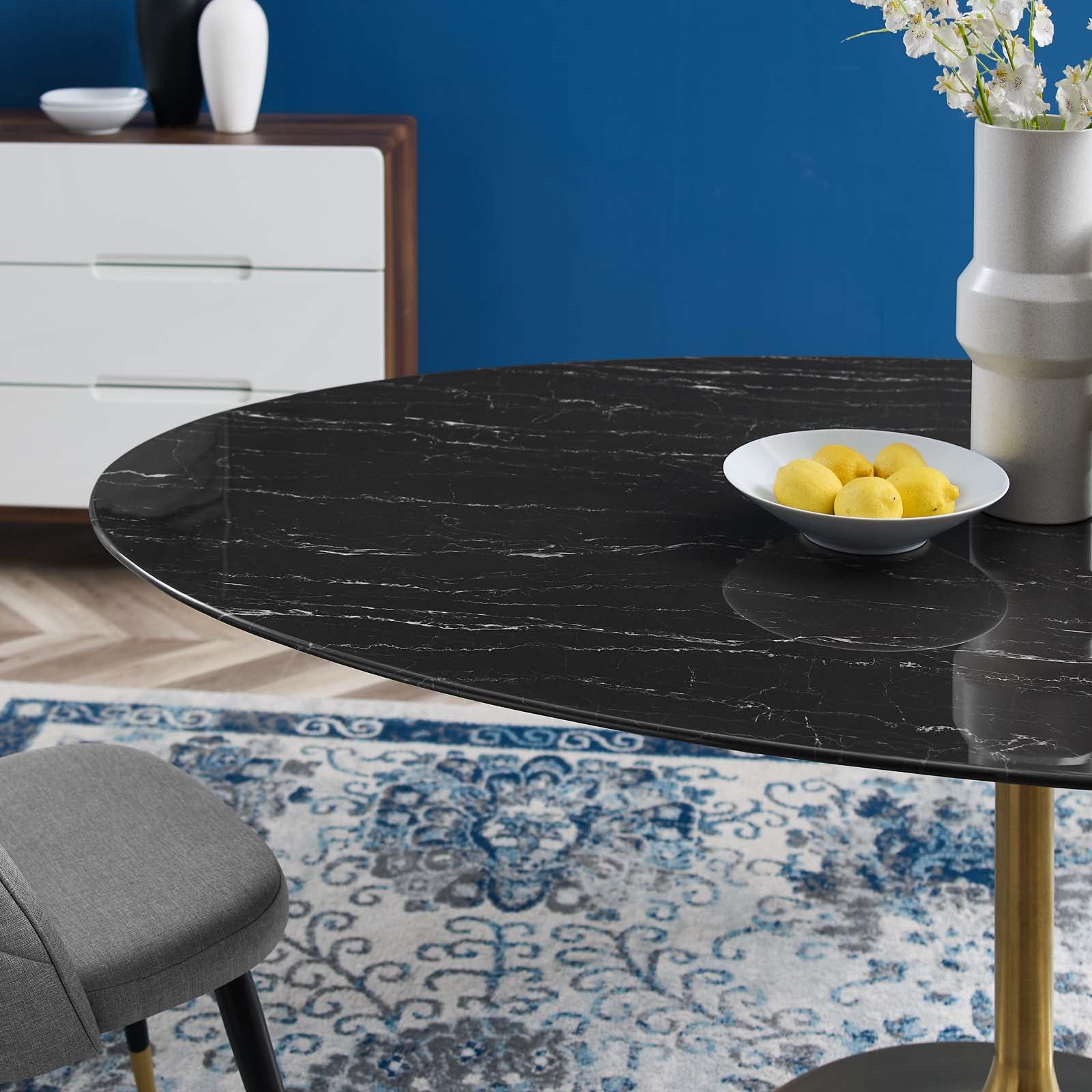 Lippa 78" Oval Faux Marble Dining Table by Modway