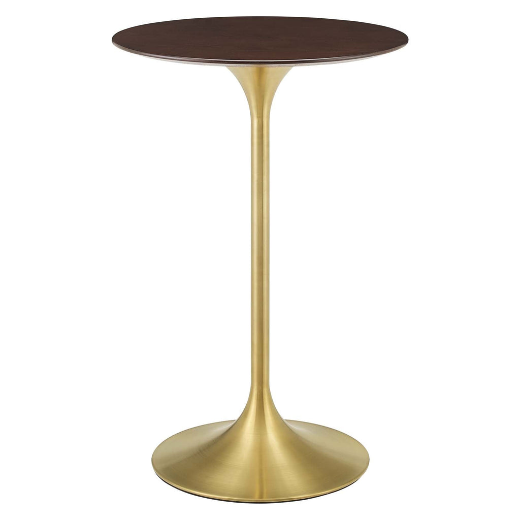 Lippa 28" Round Cherry Walnut Wood Bar Table by Modway