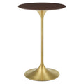 Lippa 28" Round Cherry Walnut Wood Bar Table by Modway