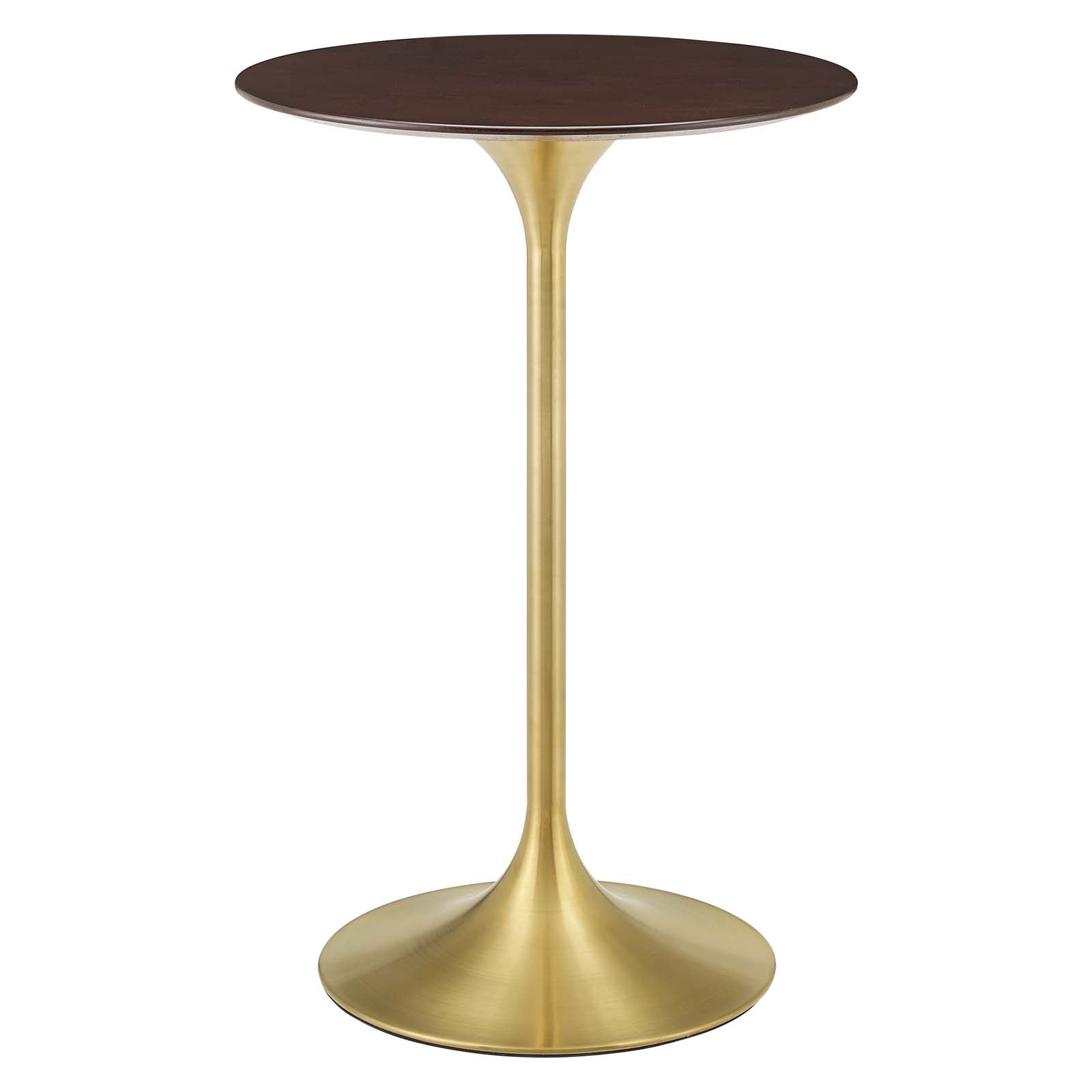 Lippa 28" Round Cherry Walnut Wood Bar Table by Modway
