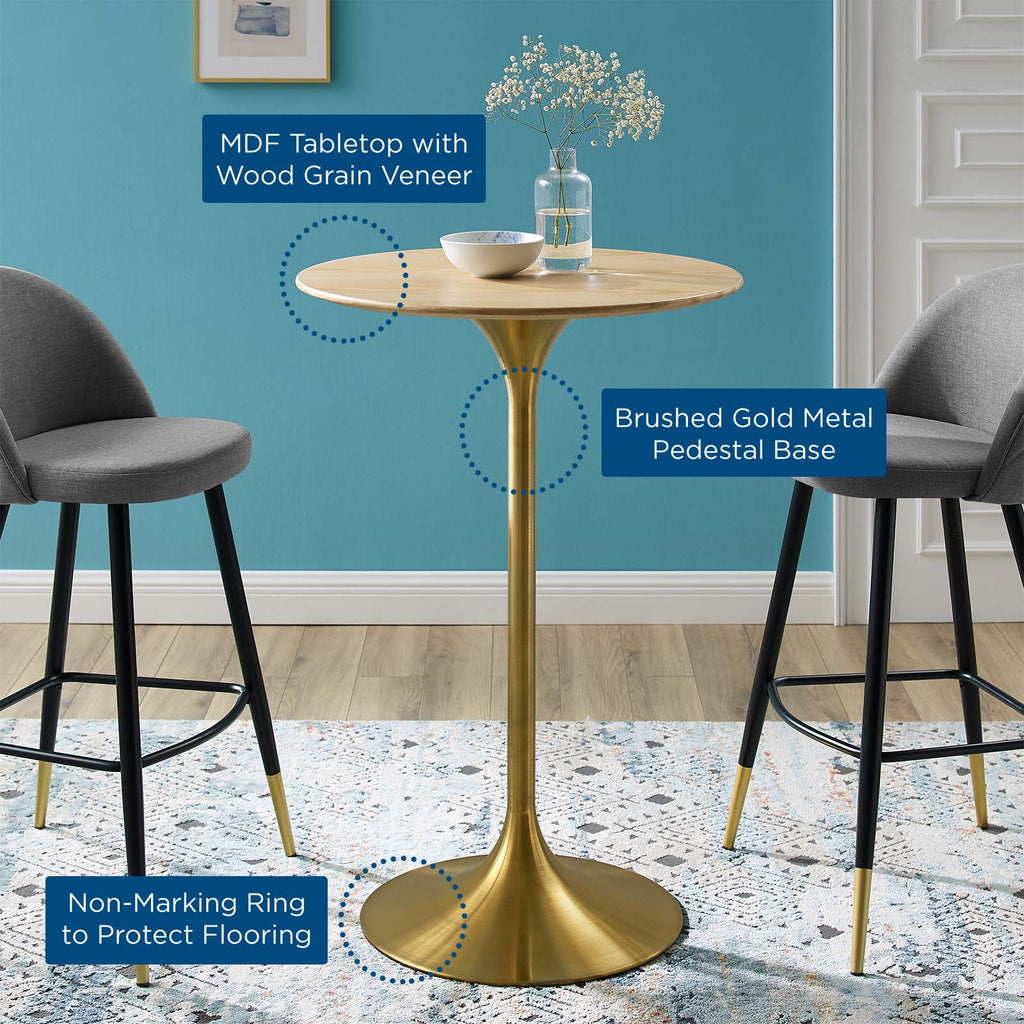Lippa 28" Round Natural Wood Bar Table by Modway
