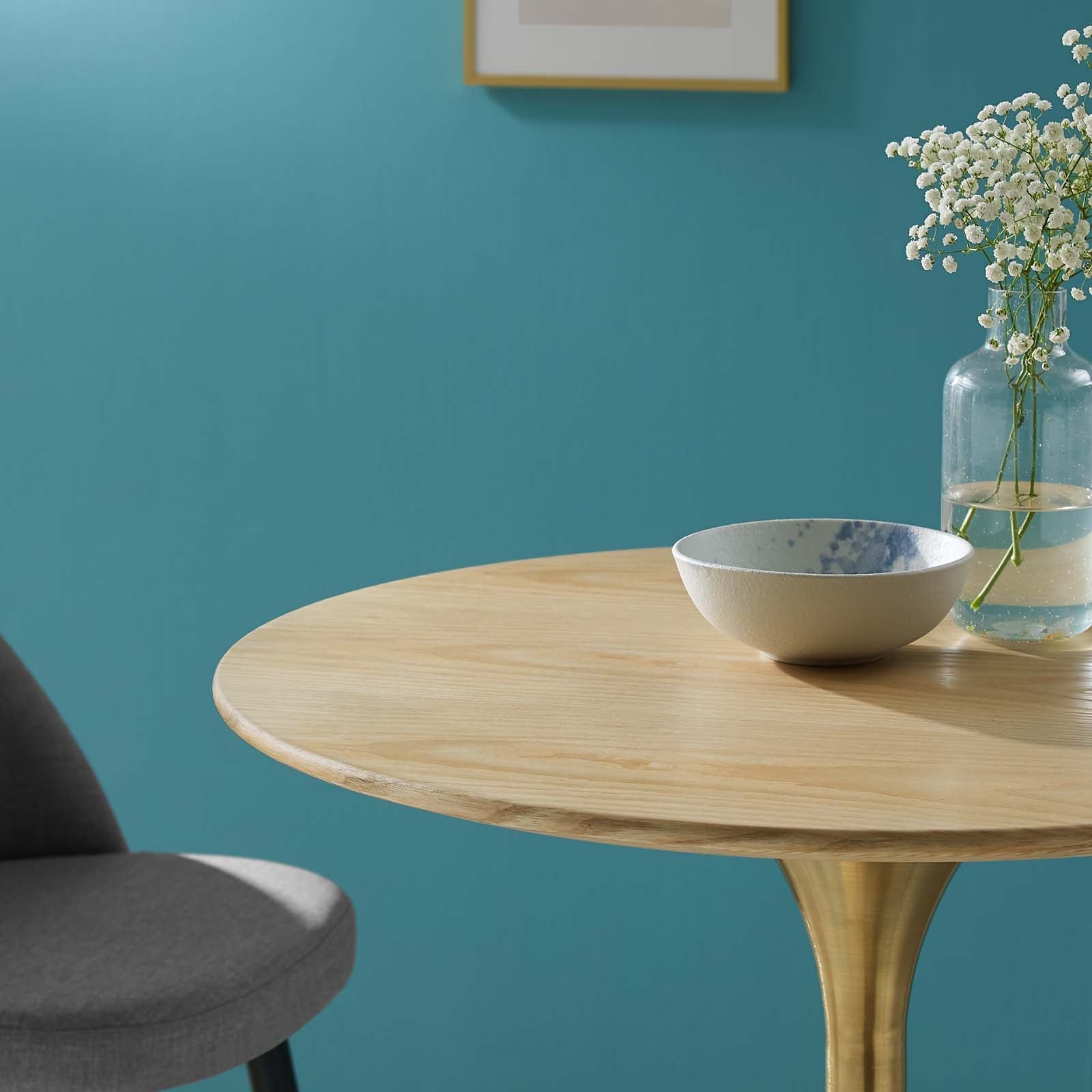 Lippa 28" Round Natural Wood Bar Table by Modway